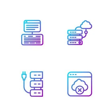 Set line Failed access cloud storage, Server, Server, Data, Web Hosting and Stock Illustration
