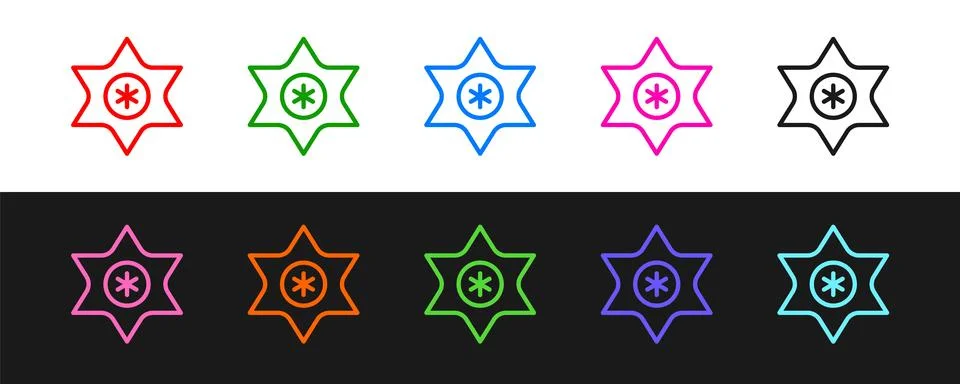 Set line Falling star icon isolated on black and white background. Meteoroid Stock Illustration