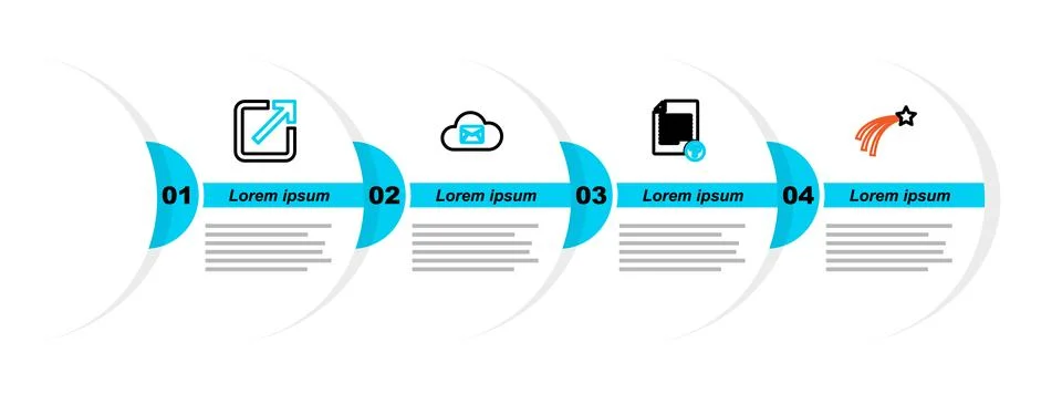 Set line Falling star, Unknown document, Cloud mail server and Open new win.. Stock Illustration