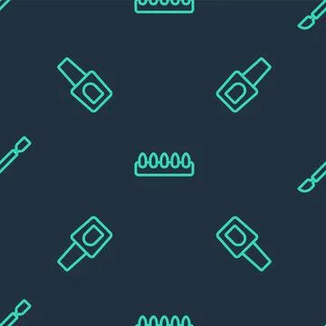 Set line False nails, Bottle of polish and Cuticle pusher on seamless pattern Stock Illustration