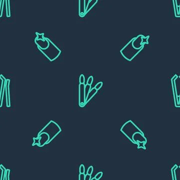 Set line False nails, Nail manicure and cutter on seamless pattern. Vector 스톡 일러스트