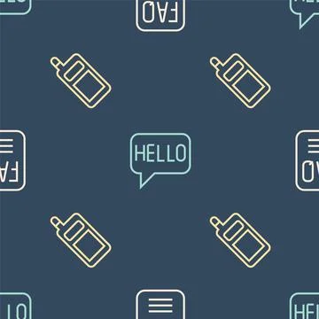 Set line FAQ information, Mobile phone and Hello different languages on seaml Illustrazione stock