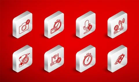 Set line Fast payments, Microphone setting, Router and wi-fi, Stopwatch, Ph.. Stock Illustration