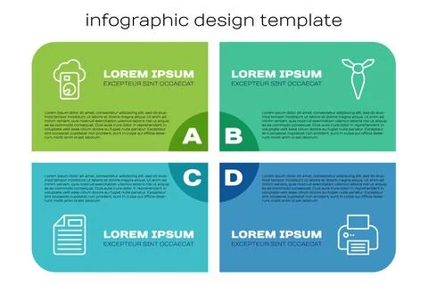 Set line File document, Cloud database, Printer and Tie. Business infographic Stock Illustration