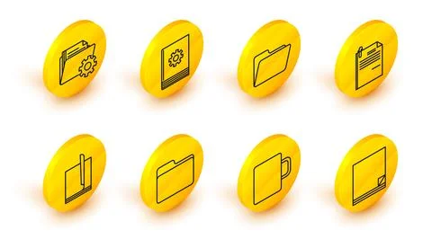 Set line File document, Coffee cup, Document folder, and paper clip, User m.. Illustrazione stock