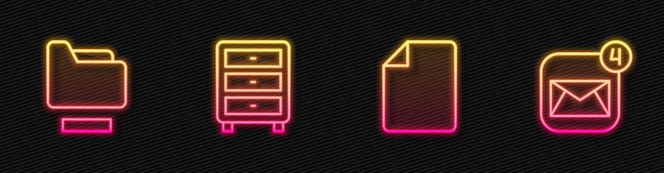 Set line File document, Document folder, Archive papers drawer and Envelope Illustrazione stock