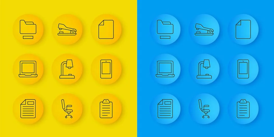 Set line File document, Laptop, Table lamp, To list or planning, Mobile pho.. Stock Illustration