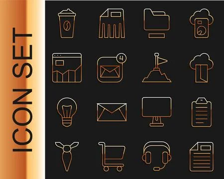 Set line File document, To list or planning, Cloud database, Document folder Stock Illustration