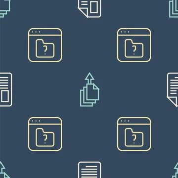 Set line File document, missing and Data export on seamless pattern. Vector Illustrazione stock