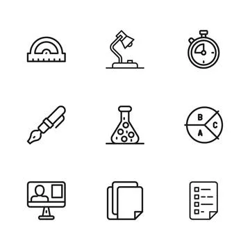 Set line File document, Pie chart infographic, Clipboard with checklist, Te.. 库存插图