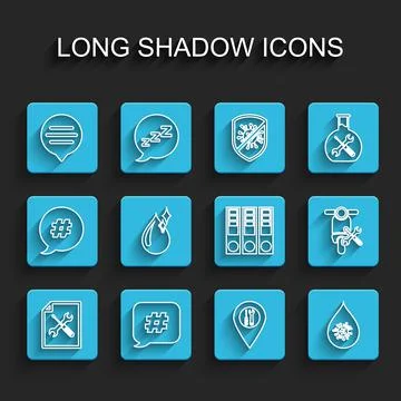 Set line File document service, Hashtag speech bubble, Speech chat, Location イラスト素材