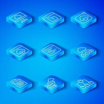 Set line File document, Software, Network cloud connection, Cloud technolog.. Stock Illustration