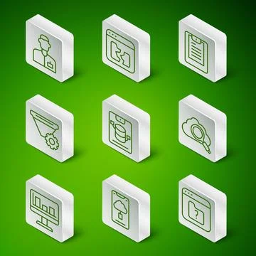 Set line File missing, Cloud technology data transfer, Analyst engineer, Server Illustrazione stock