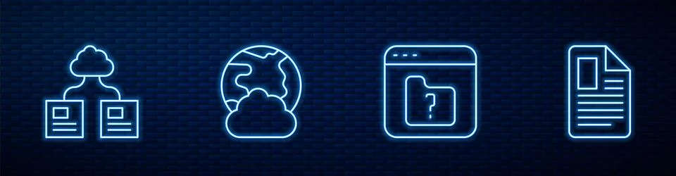 Set line File missing, Cloud technology data transfer, Social network and d.. Stock Illustration