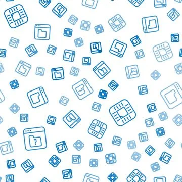 Set line File missing, Processor with CPU and Browser files on seamless patte Stock Illustration