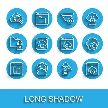 Set line File missing, Social network, Search cloud computing, Cloud techno.. Stockillustratie