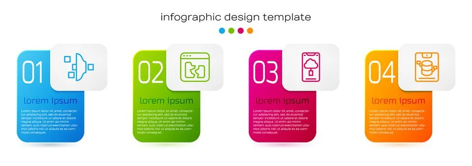 Set line Filter setting, Broken file, Cloud technology data transfer and Server Stock Illustration