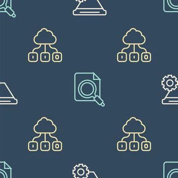 Set line Filter setting, Cloud technology data transfer and Search concept with イラスト素材