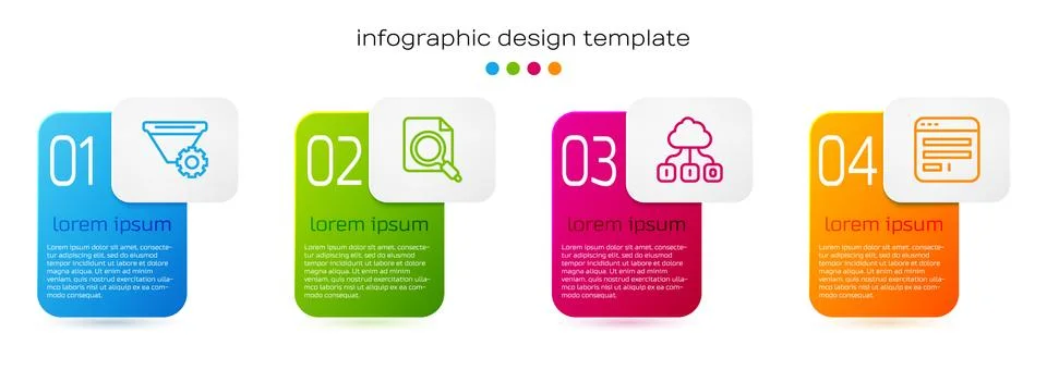 Set line Filter setting, Search concept with folder, Cloud technology data Stock Illustration