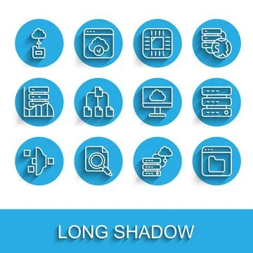 Set line Filter setting, Search concept with folder, Cloud technology data Stock Illustration