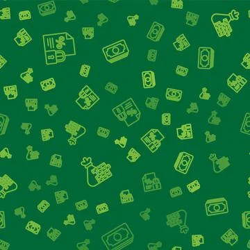 Set line Finance document and lock, Money bag coin and Stacks paper money cash 库存插图