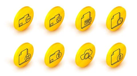 Set line Finance document, Search cloud computing, Unknown folder, Delete f.. Illustrazione stock