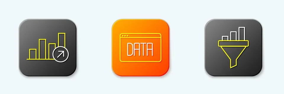 Set line Financial growth, Data analysis and Sales funnel with chart icon. .. イラスト素材
