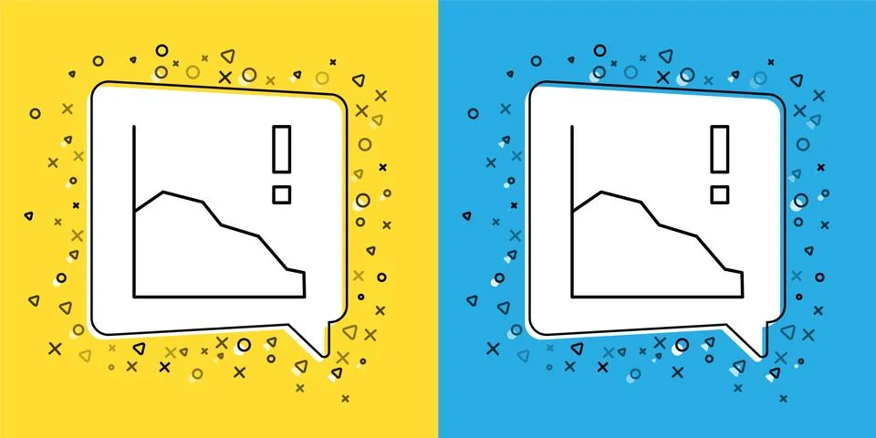 Set line Financial growth decrease icon isolated on yellow and blue background Stock Illustration