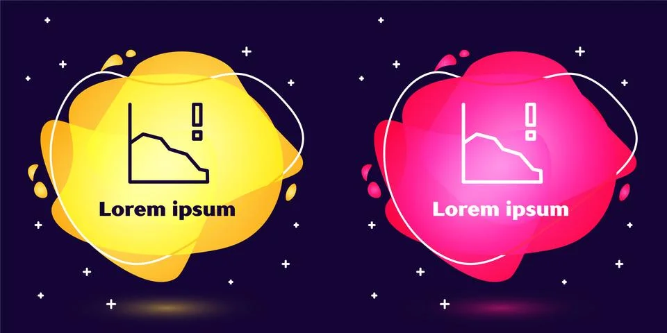 Set line Financial growth decrease icon isolated on blue background. Increasing Stock Illustration