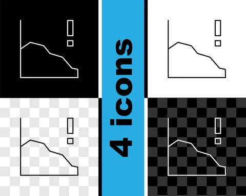 Set line Financial growth decrease icon isolated on black and white, transparent Stock Illustration