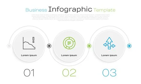 Set line Financial growth decrease, Pie chart infographic and Arrow. Business Stock Illustration