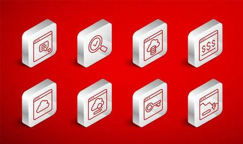 Set line Financial growth decrease, Cloud technology data transfer, Online Stock Illustration