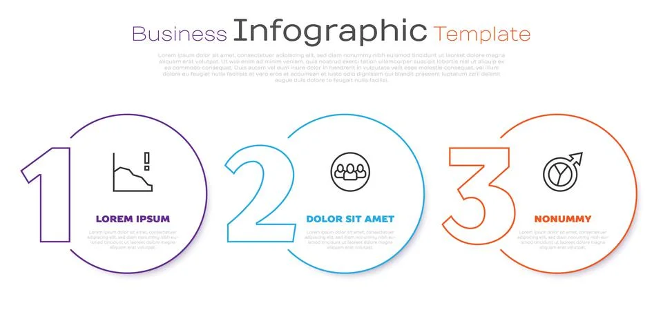 Set line Financial growth decrease, Project team base and . Business infographic Stock Illustration