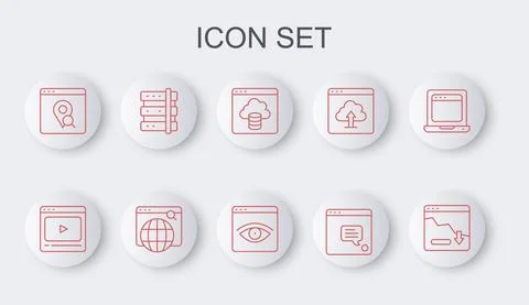 Set line Financial growth decrease, Cloud technology data transfer, New chat Illustrazione stock