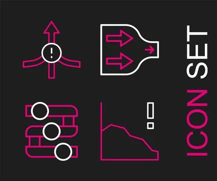 Set line Financial growth decrease, Graph, chart, diagram, Arrow and icon Stock Illustration