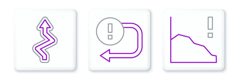 Set line Financial growth decrease, Arrow and icon. Vector Stock Illustration