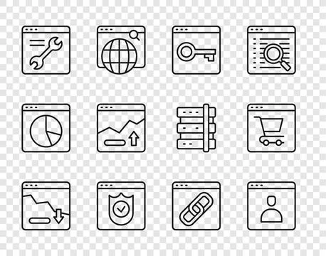 Set line Financial growth decrease, Create account screen, Secure your site with Stock Illustration