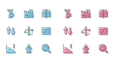 Set line Financial growth decrease, Percent up arrow, Arrow, Unknown search Stock Illustration