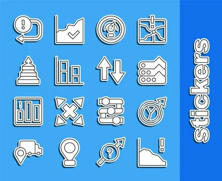 Set line Financial growth decrease, Graph, chart, diagram, Digital speed meter Stock Illustration