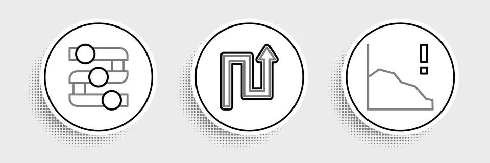 Set line Financial growth decrease, Graph, chart, diagram and Arrow icon. Vector Stock Illustration