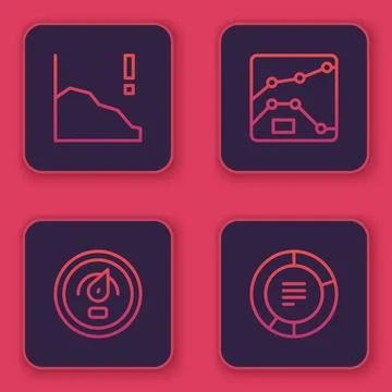 Set line Financial growth decrease, Digital speed meter, Graph, chart, diag.. 库存插图