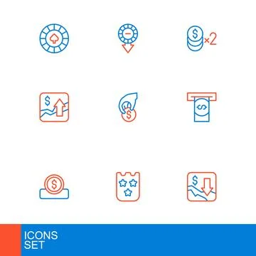 Set line Financial growth decrease, Lottery ticket, Coin money with dollar,.. 库存插图