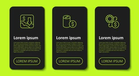 Set line Financial growth decrease, Casino chip with dollar and chips excha.. Stock Illustration