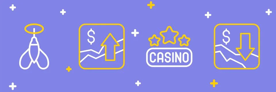 Set line Financial growth decrease, Casino signboard, increase and Dart arr.. Stock Illustration