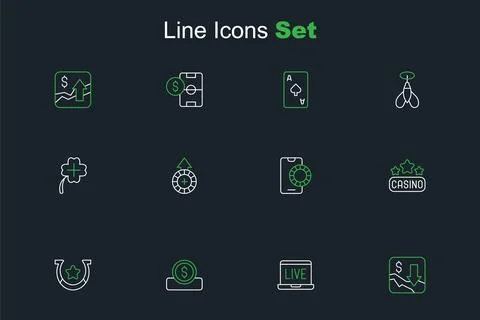 Set line Financial growth decrease, Online poker table game, Coin money wit.. Stock Illustration