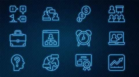 Set line Financial growth increase, Online education, and dollar, Briefcase.. Stock-Illustration