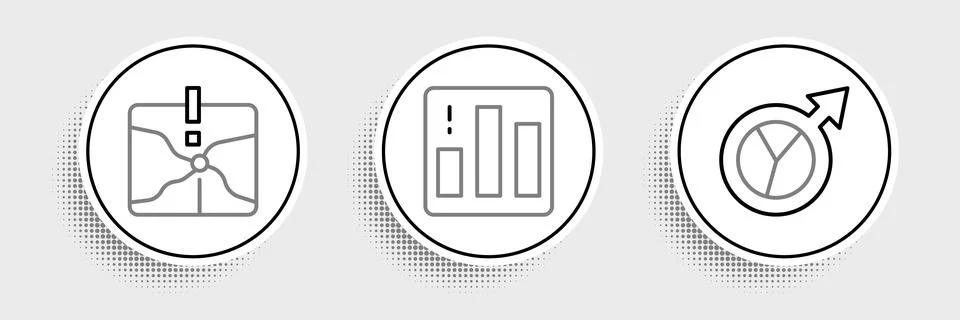 Set line Financial growth, Intersection point and Pie chart infographic icon. Stock Illustration