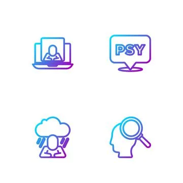Set line Finding a problem, Depression, Psychologist online and Psychology, Psi 스톡 일러스트