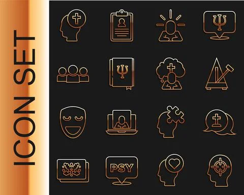 Set line Finding a problem, Graves funeral sorrow, Metronome with pendulum 스톡 일러스트