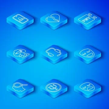 Set line Finding a problem, Psychologist online, Psychology, Psi, Comedy Illustrazione stock